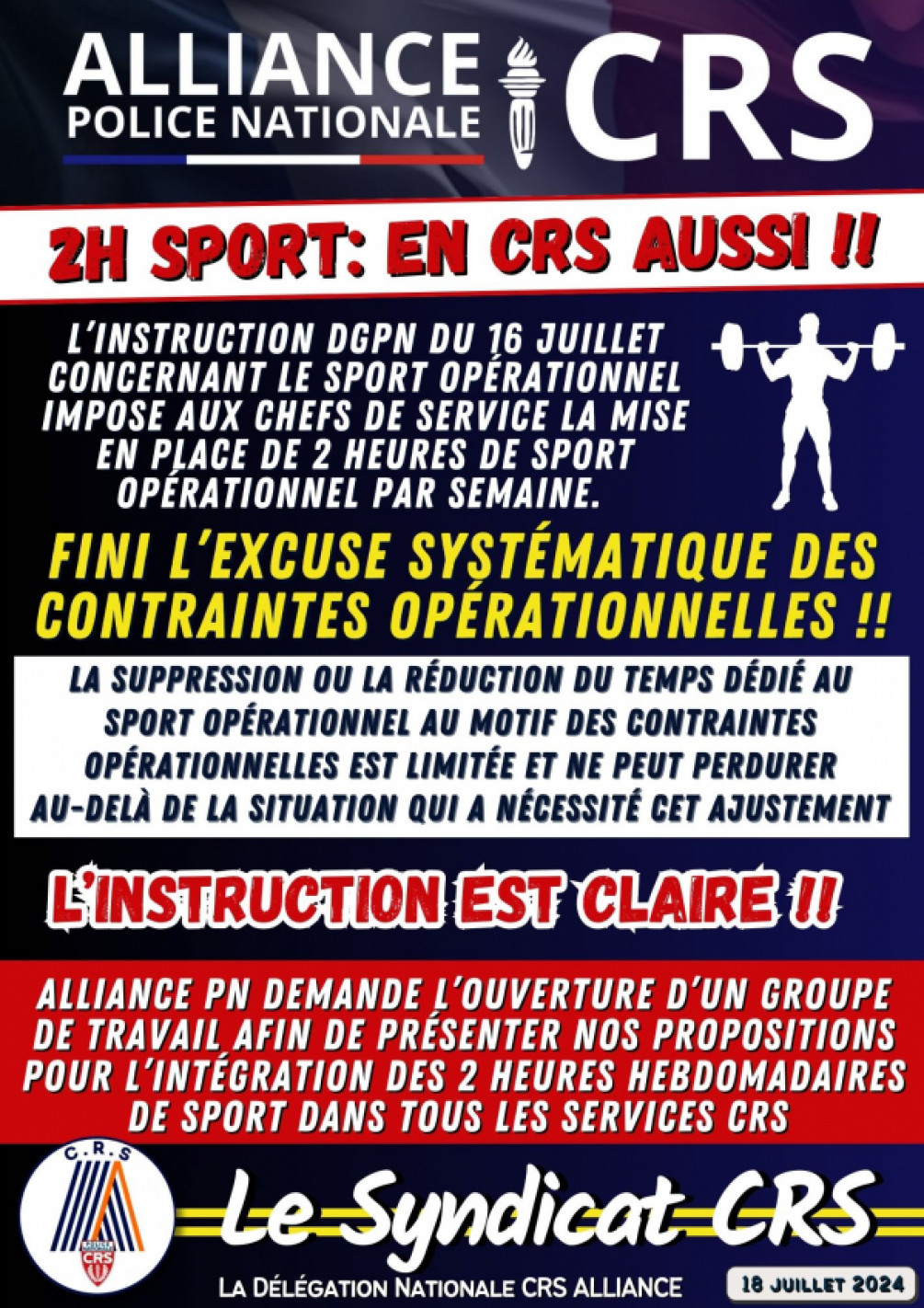 2 heures de sport: En CRS aussi !!