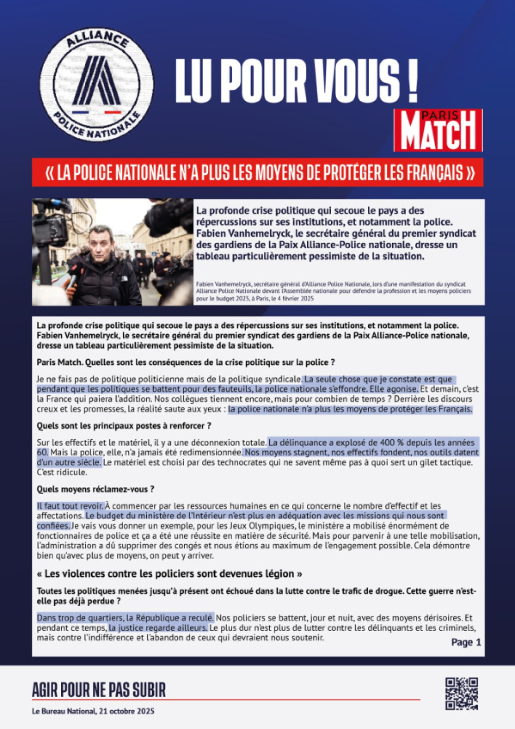  La police nationale n’a plus les moyens de protéger les Français